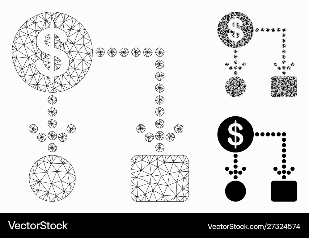 Cashflow mesh wire frame model and triangle Vector Image