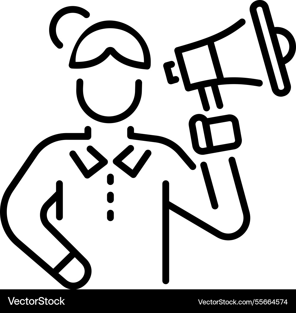 Character Announcing via Loudspeaker Icon vector image