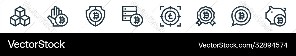 Cryptocurrency line icons linear set quality Cryptocurrency line icons linear set quality Vector Image