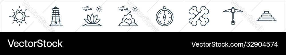 Desert line icons linear set quality Desert line icons linear set quality Vector Image