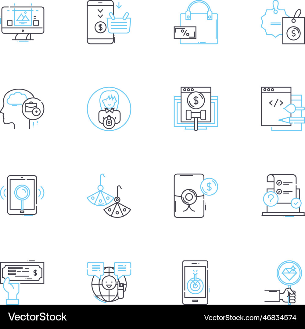 Email media linear icons set inbox spam Email media linear icons set inbox spam vector image