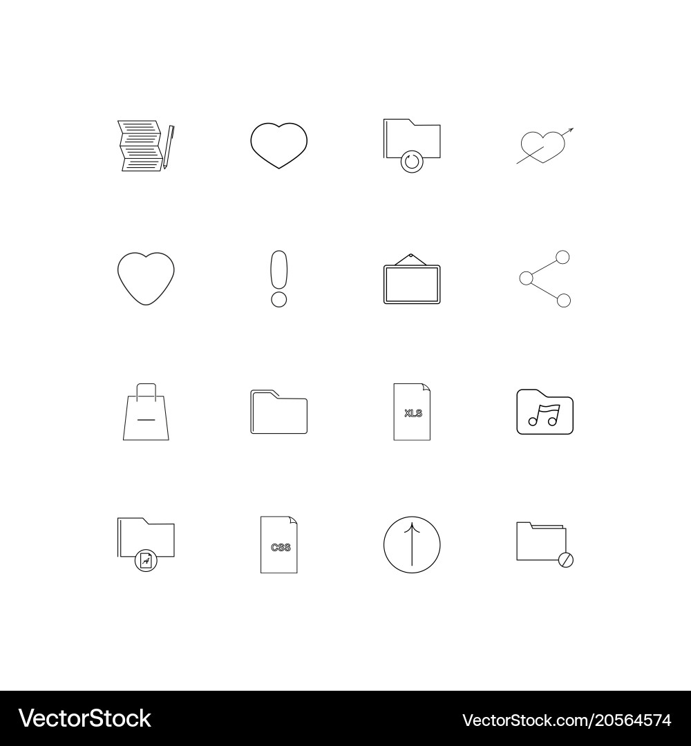 Files and folders sign simple linear icons set Vector Image