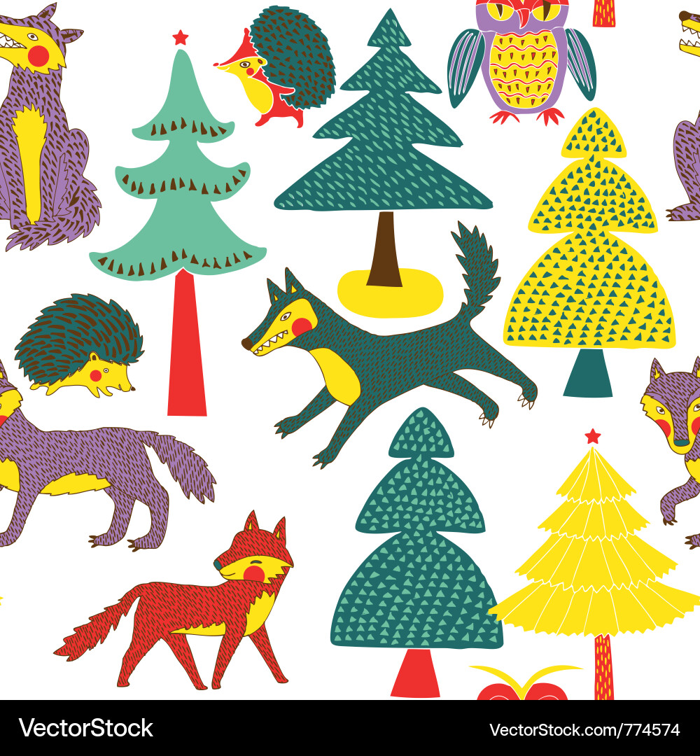 Forest Animals Pattern Vector Image