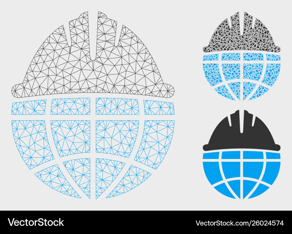 Global helmet mesh network model Global helmet mesh network model vector image