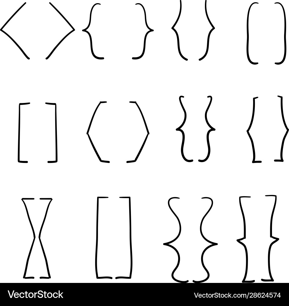 Hand-Drawn Bracket Set - Doodle Style Vektorbild
