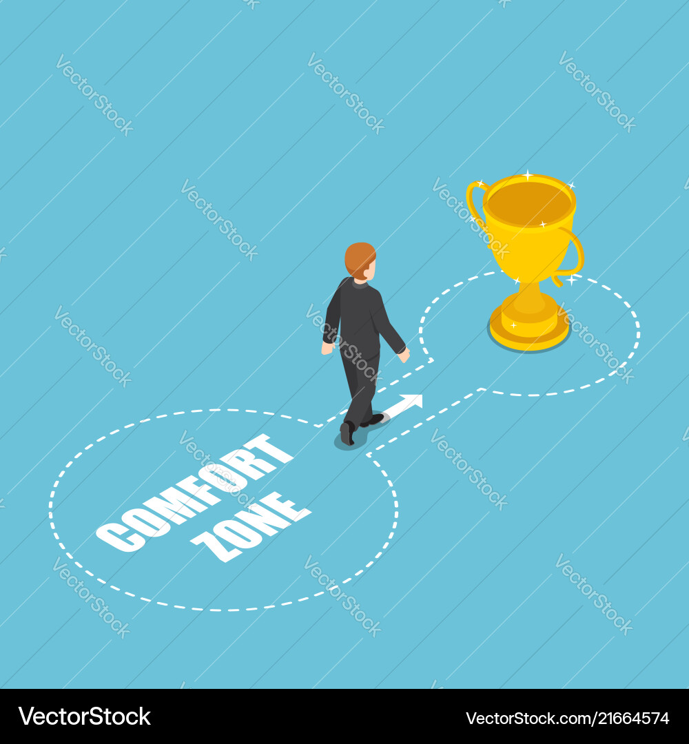 Isometric businessmen come out of the comfort vector image