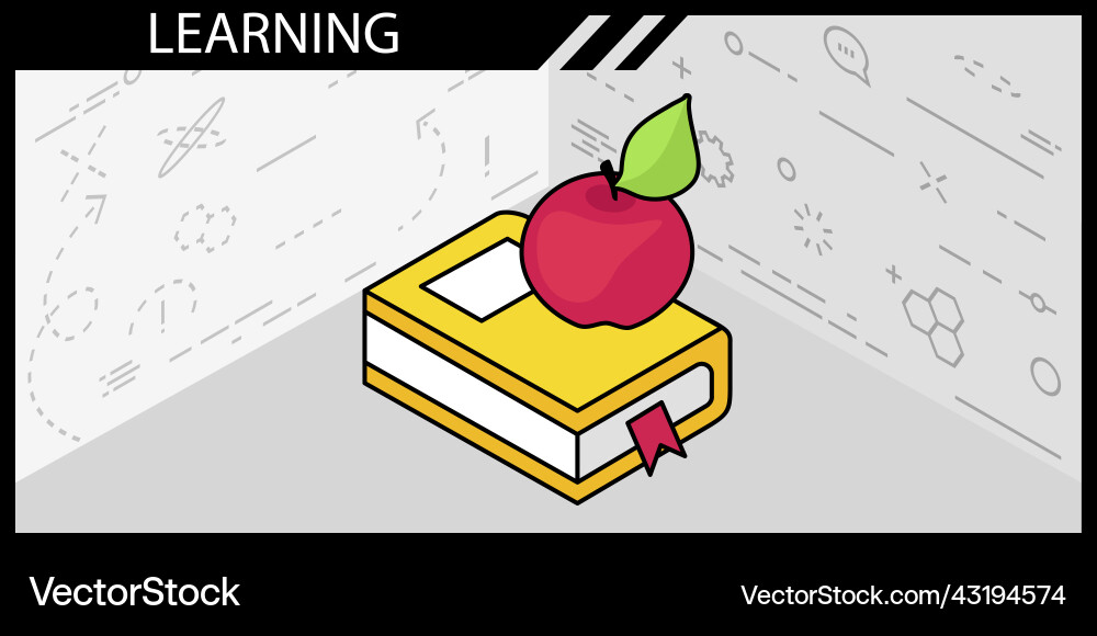 Learning isometric design icon web 3d colorful Learning isometric design icon web 3d colorful vector image