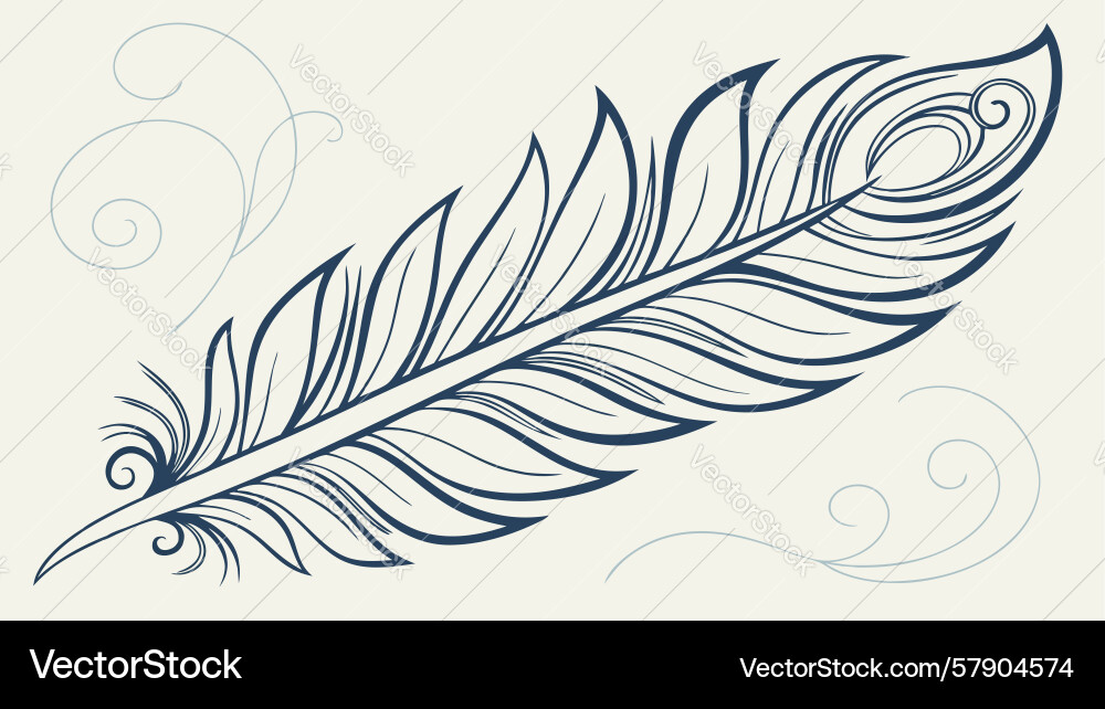 Minimalist feather outline with subtle shading Vector Image