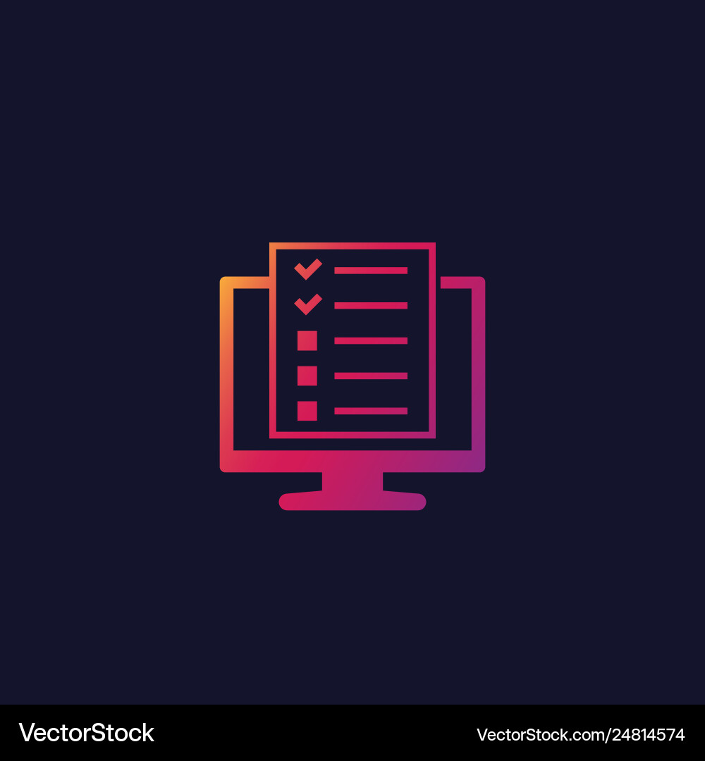 Online survey test in computer icon Online survey test in computer icon vector image