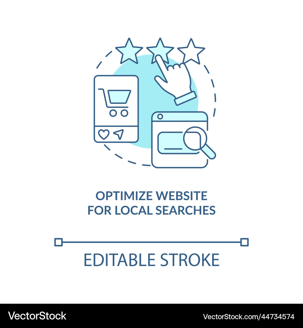 Optimize website for local searches turquoise Optimize website for local searches turquoise Vector Image