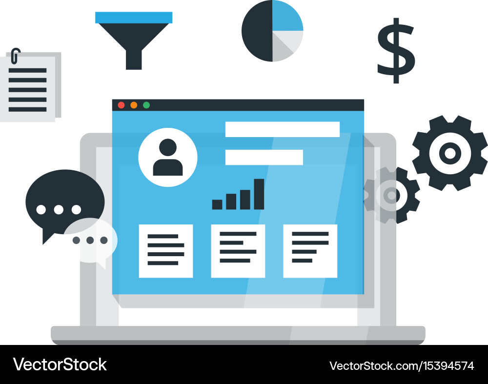 Organization of data on work with clients crm vector image