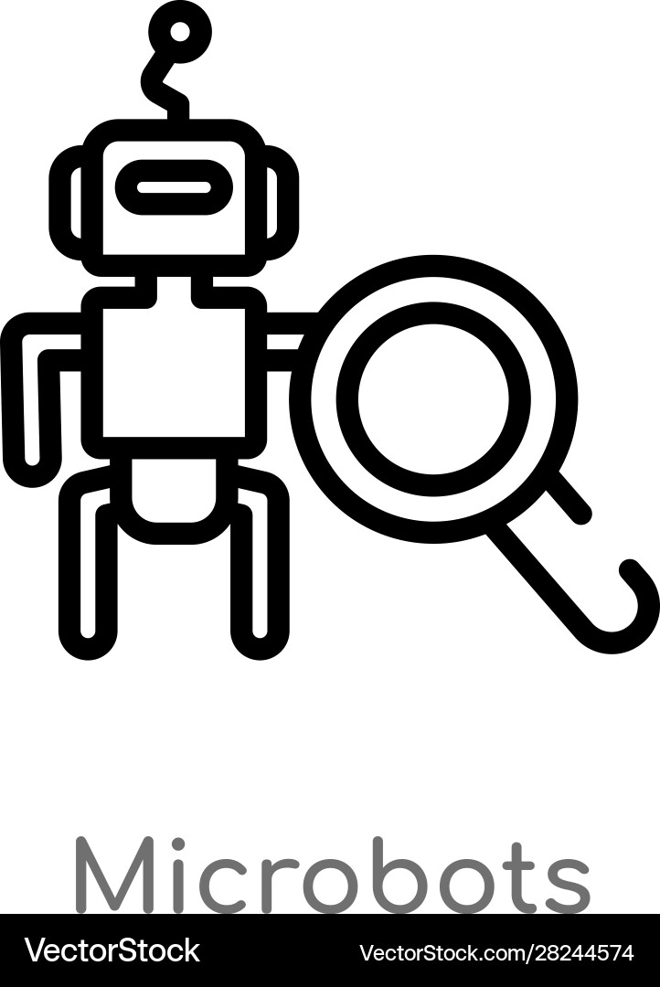 Outline microbots icon isolated black simple line Vector Image