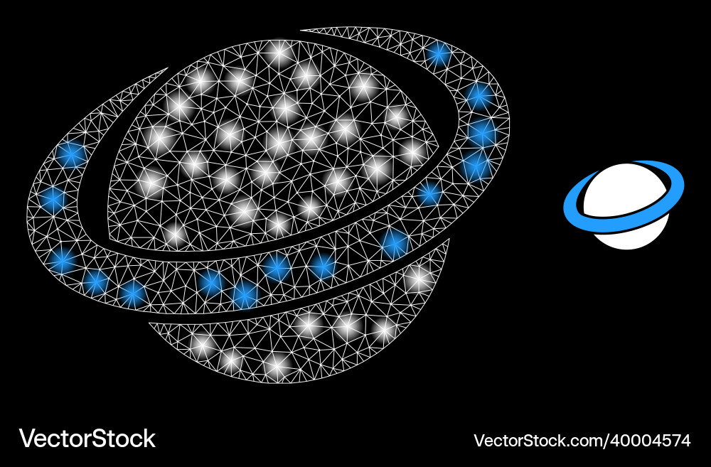 Polygonal network mesh planet circle with light Polygonal network mesh planet circle with light vector image