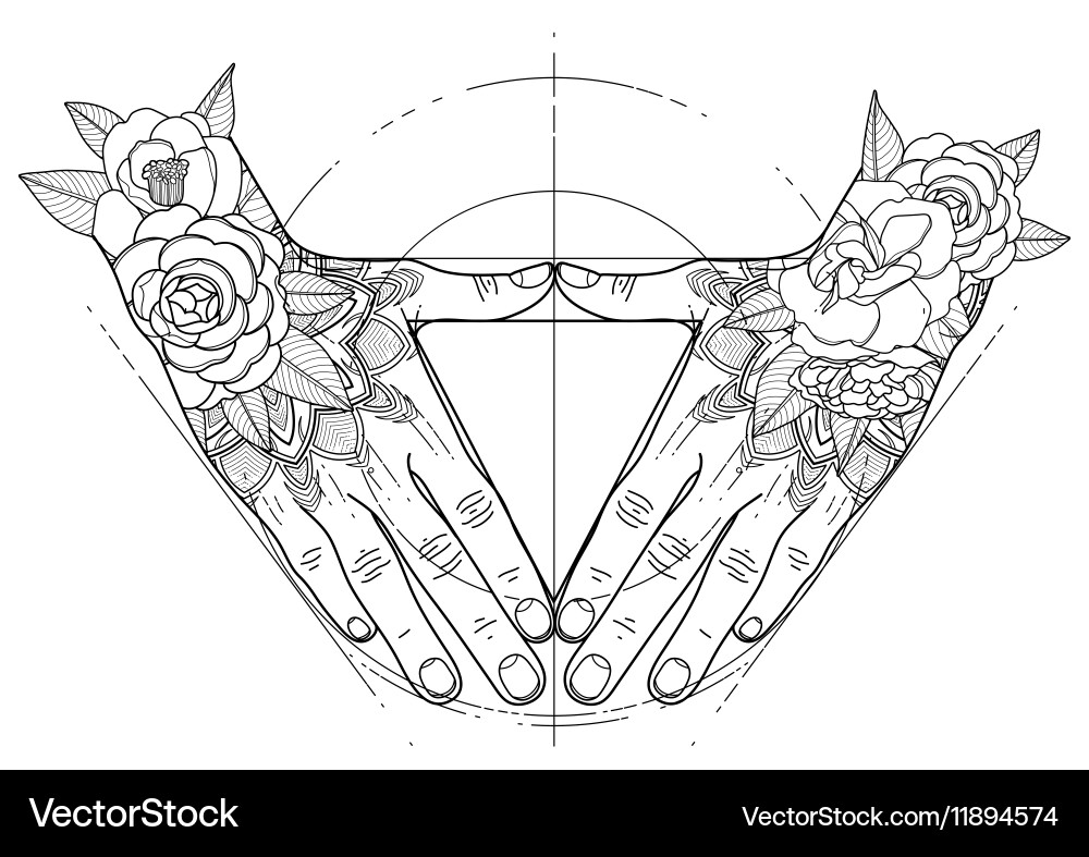 Sacred Hands - Triangular Form Vector Image