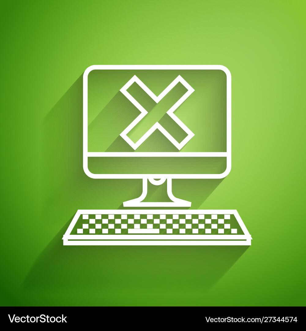 White line computer with keyboard and x mark icon White line computer with keyboard and x mark icon vector image