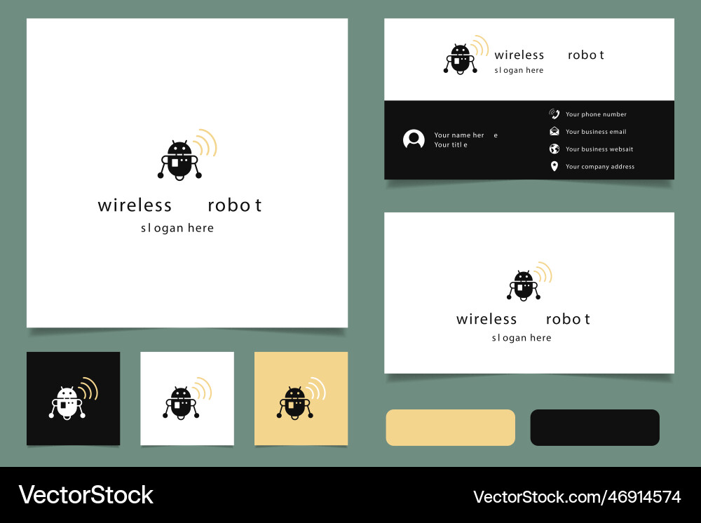 Wireless robot logo design with editable slogan Wireless robot logo design with editable slogan vector image
