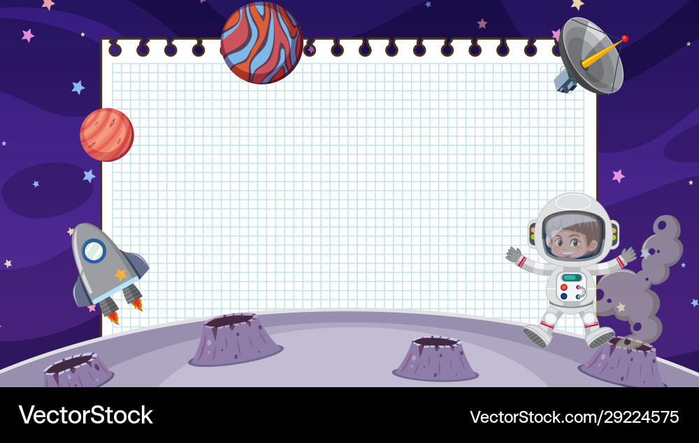 Border template with space theme in background Vector Image