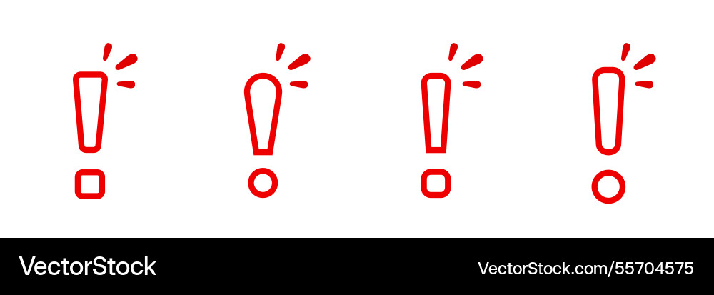Four red exclamation marks in simple design vector image