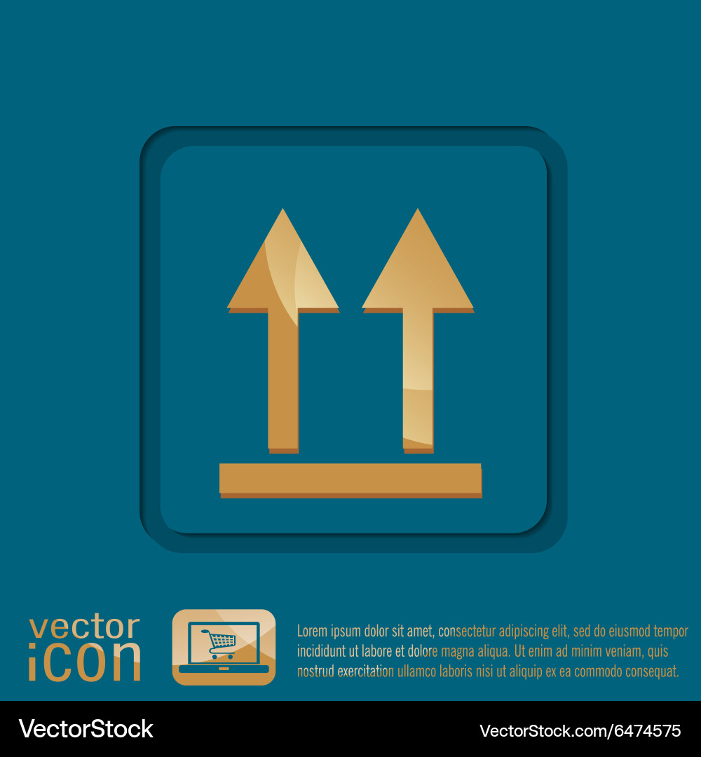 Fragile symbol arrow up logistic icon vector image