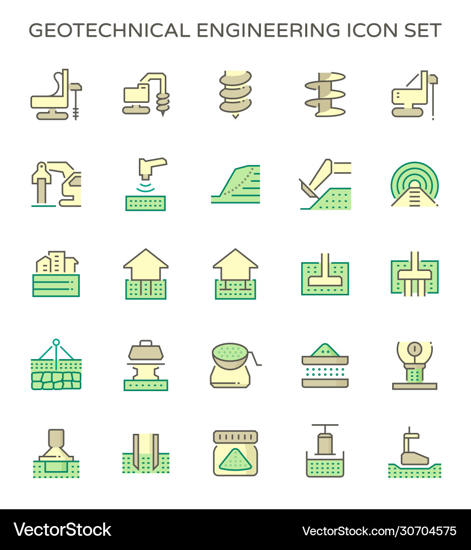 Geotechnical engineering and soil testing icon Geotechnical engineering and soil testing icon vector image
