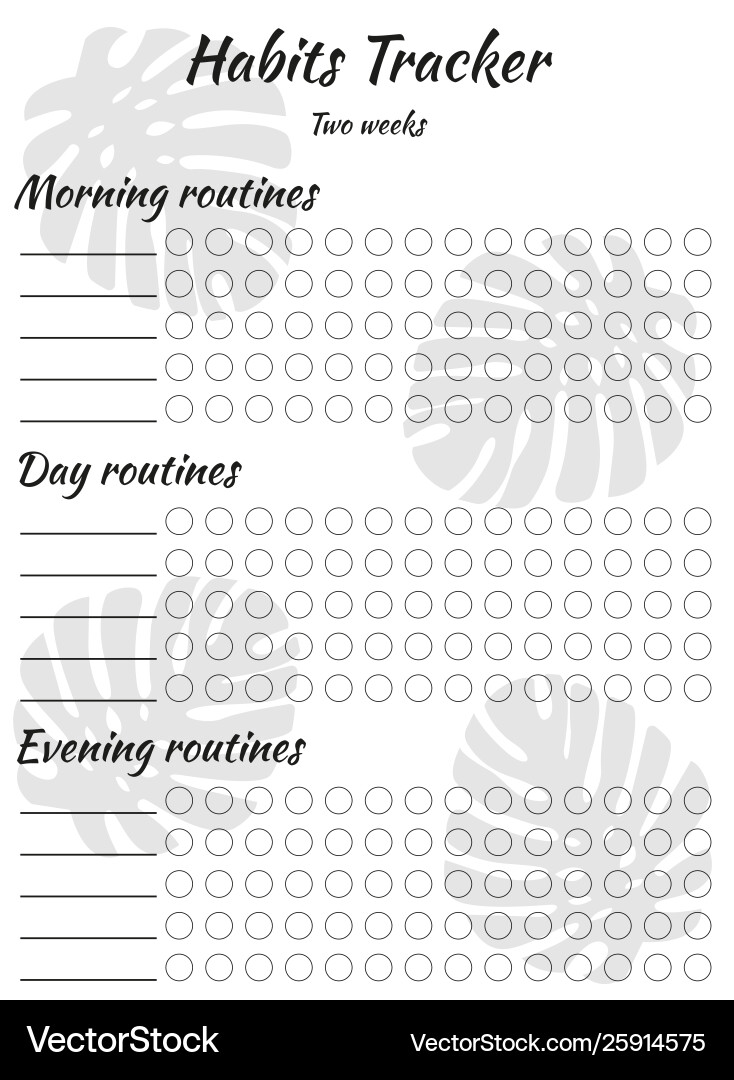 Habit tracker template for every day and different Habit tracker template for every day and different vector image
