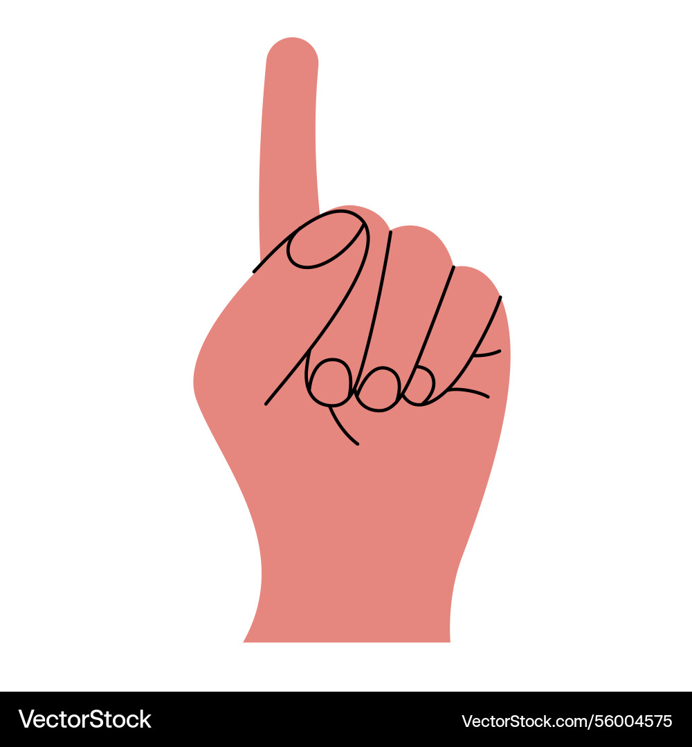 Hand gesture number one color trendy index Vector Image