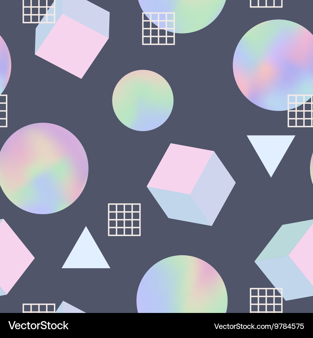 Holographic Memphis Pattern Vector Image