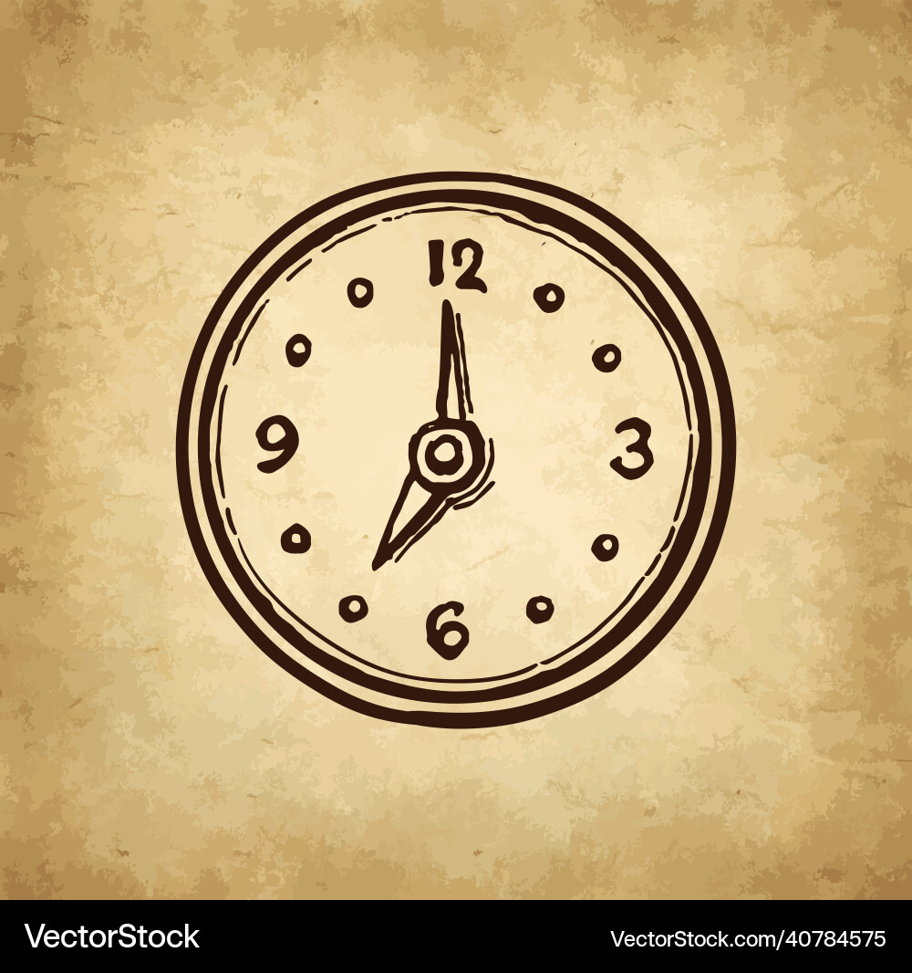 Ink sketch of clock dial face vector image