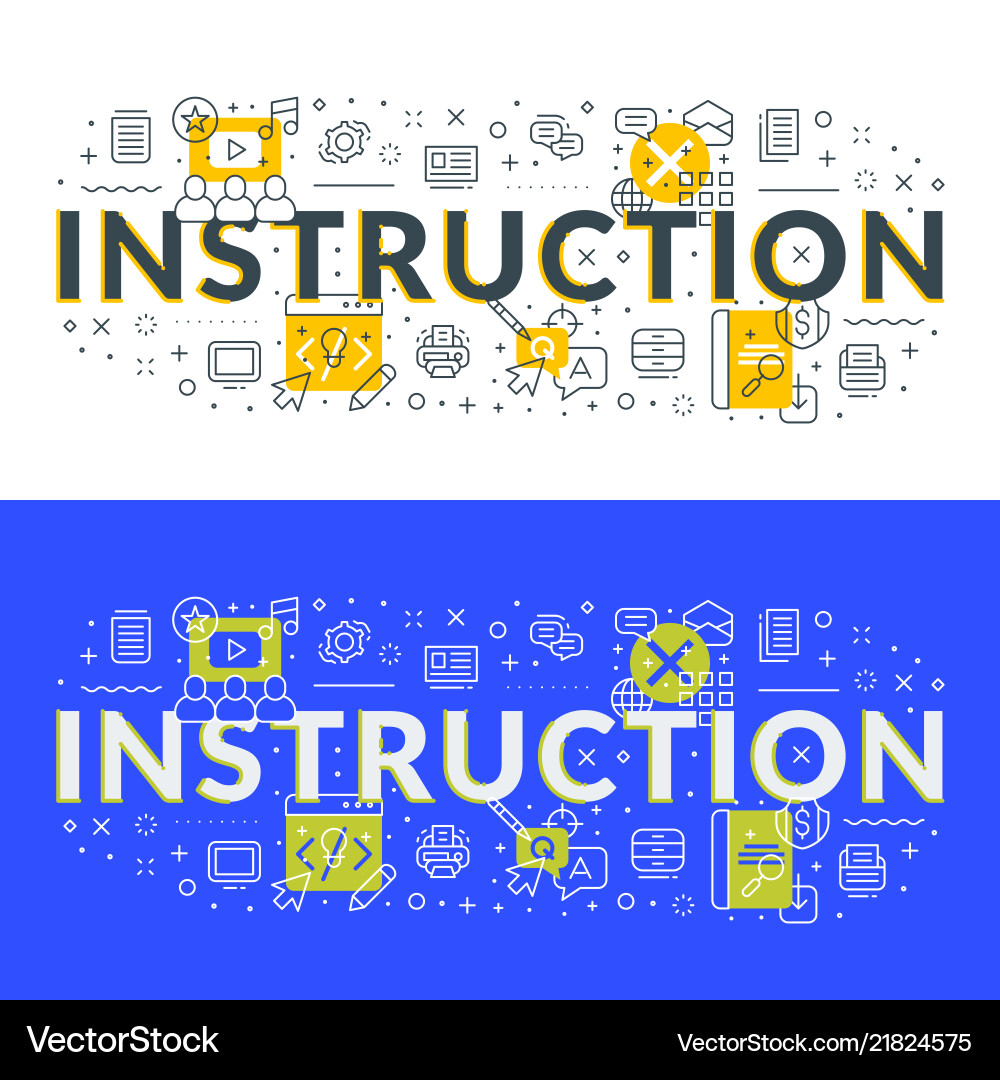 Instruction flat line concept for web banner Instruction flat line concept for web banner vector image