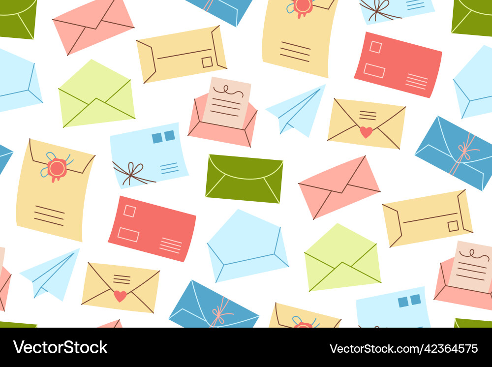 Mail envelope postcard seamless pattern handmade Vector Image