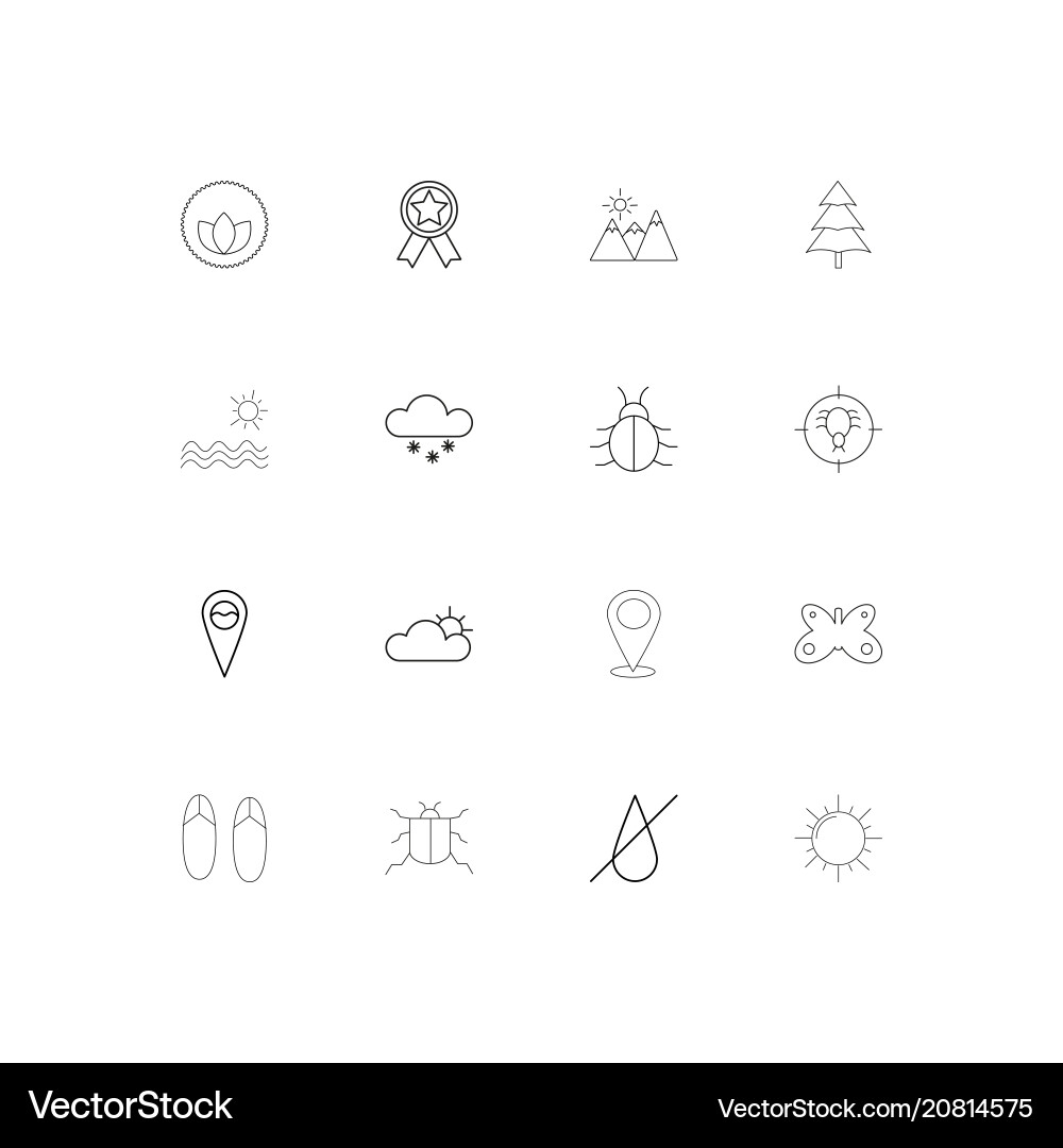 Nature linear thin icons set outlined simple Vector Image