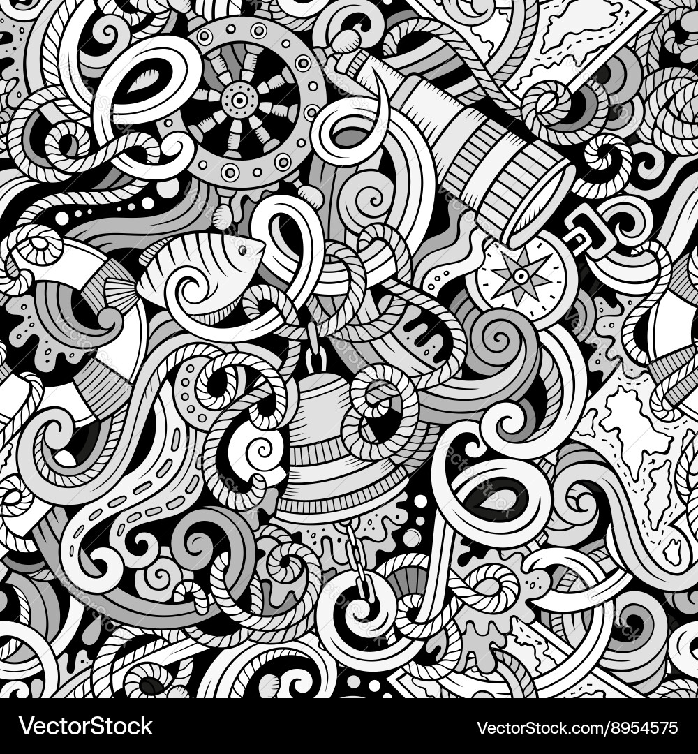 Nautical Doodle Pattern vector image