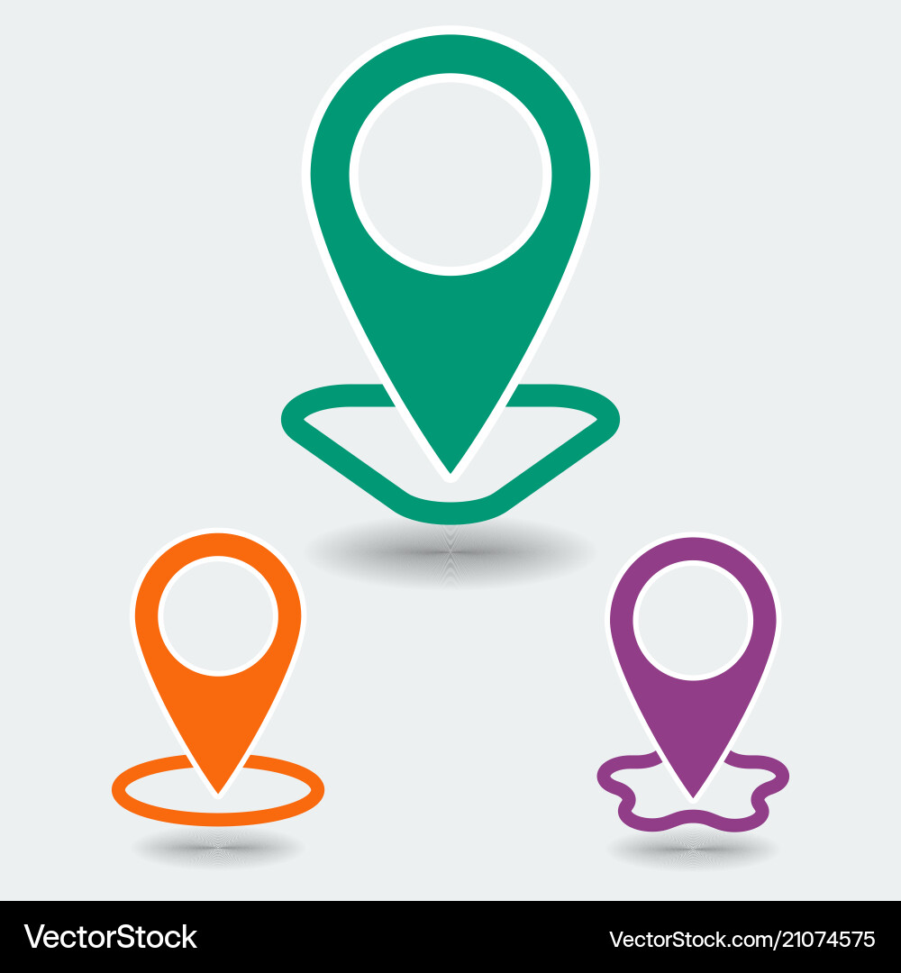 Set of map point with shape and shadow icon isola vector image