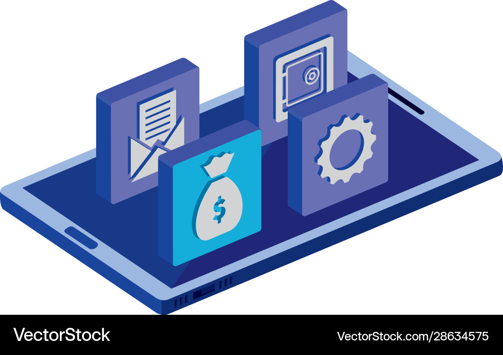 Smartphone device with app menu isolated icon Vector Image