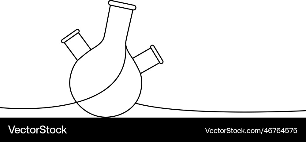 Three neck round bottom flask one line continuous Three neck round bottom flask one line continuous Vector Image