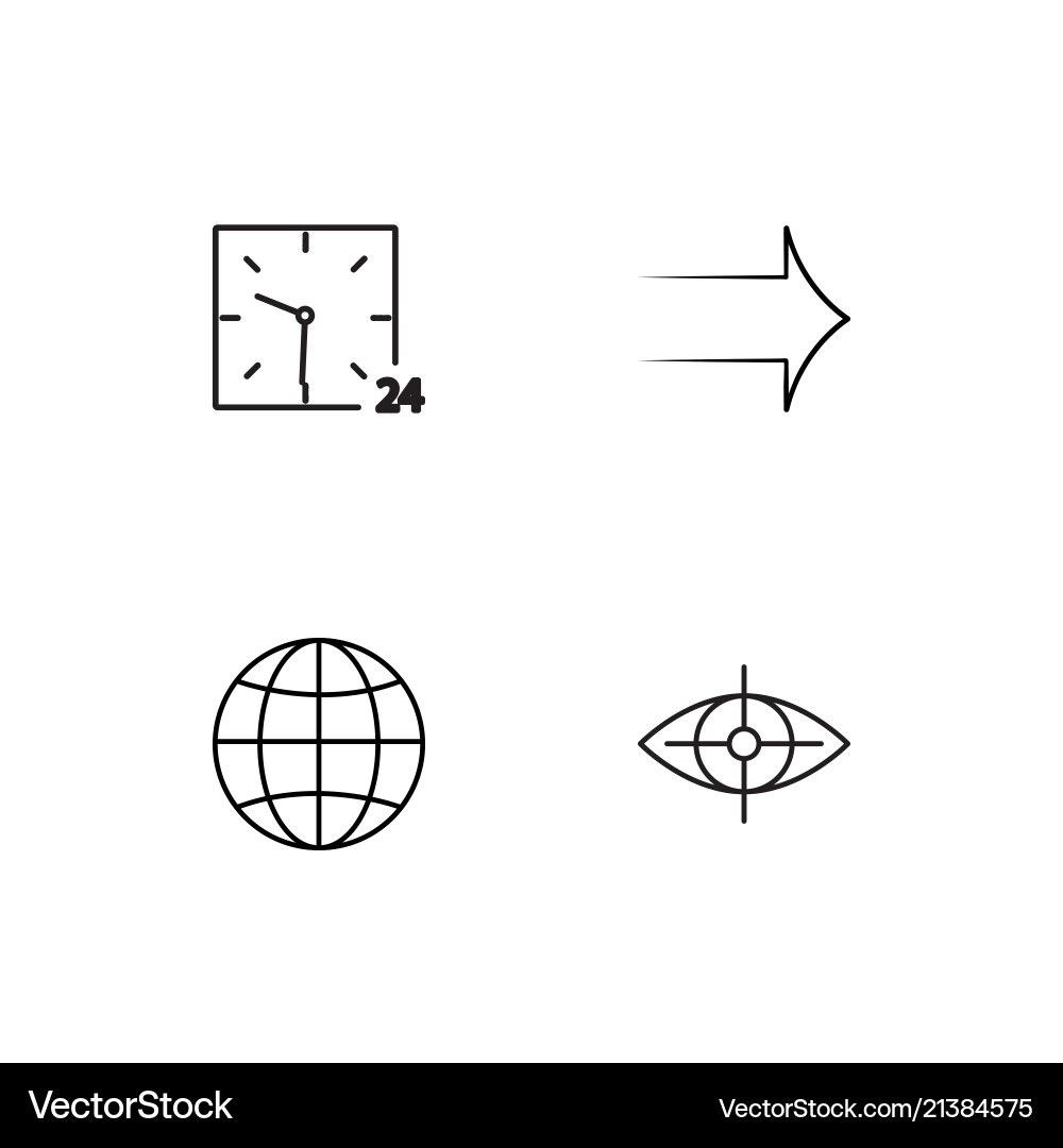 Time linear icons set simple outline vector image