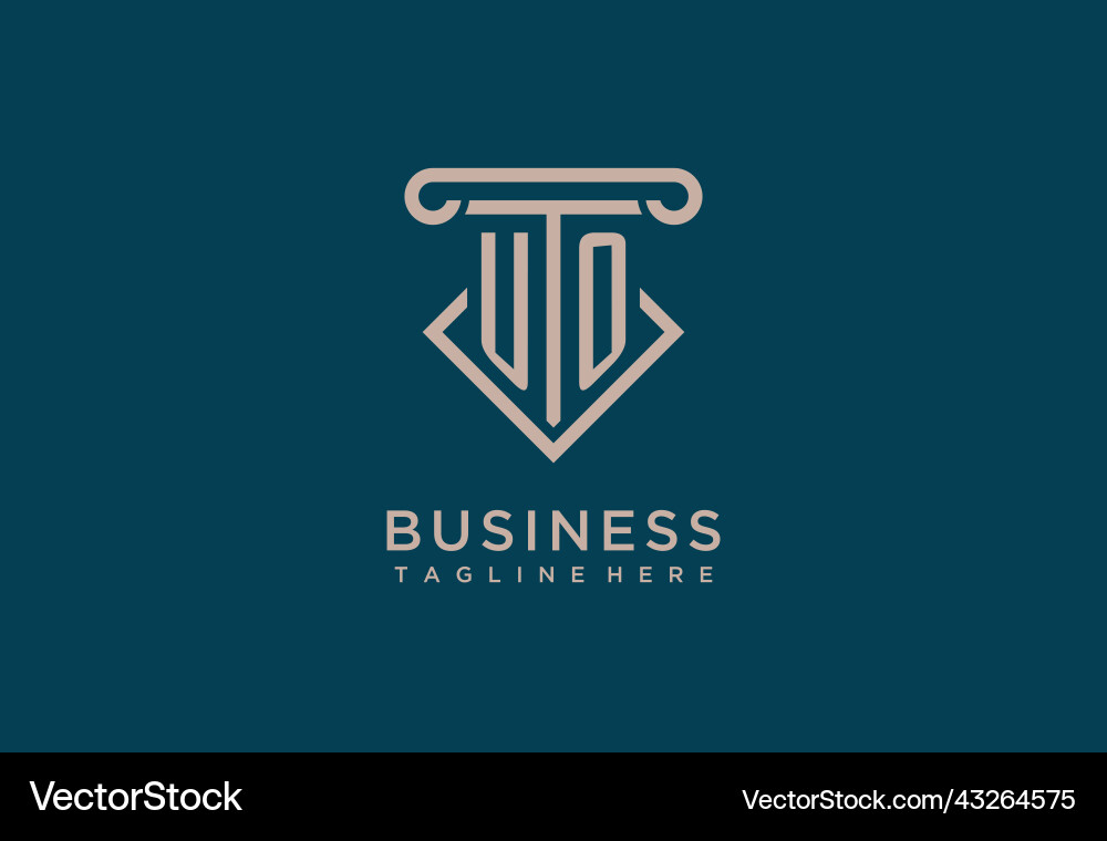 Uo initial with pillar icon design clean Vector Image