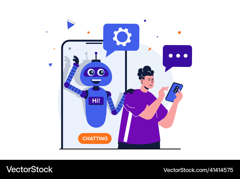 Virtual assistant modern flat concept for web Vector Image