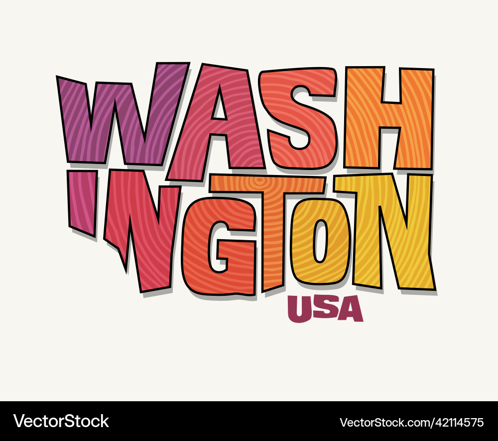 Washington with name distorted into state shape Washington with name distorted into state shape vector image