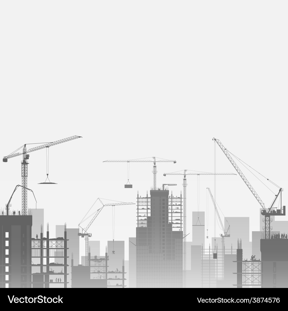 Construction Site with Tower Cranes Royalty Free Vector
