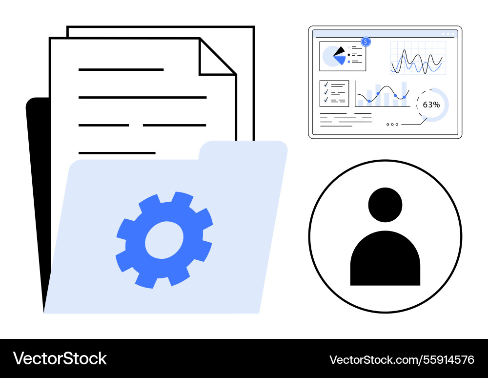 Data management folder with documents person icon Data management folder with documents person icon vector image