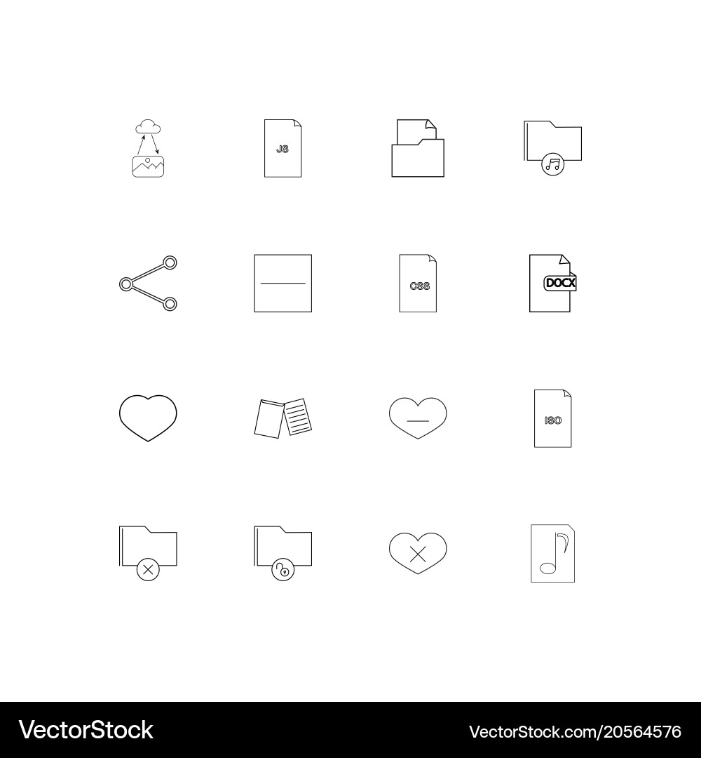 Dateien und Ordner unterschreiben einfache lineare Symbole Set vektorbild