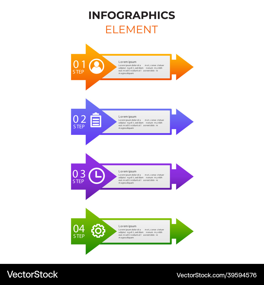 Four steps gradient infographic element Four steps gradient infographic element Vector Image