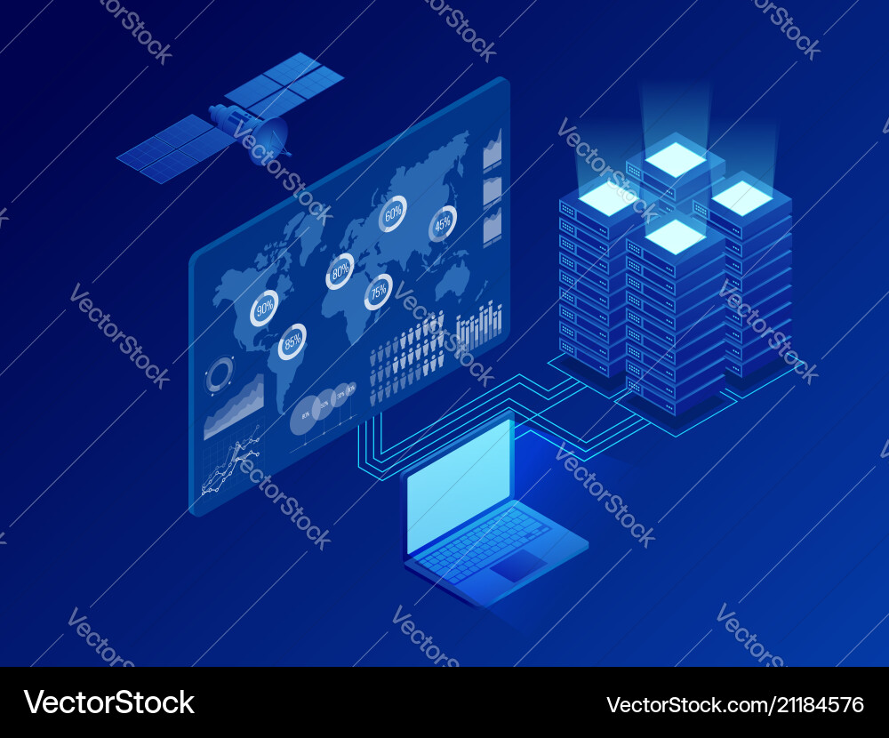 Global Data Network & Server Infrastructure vector image