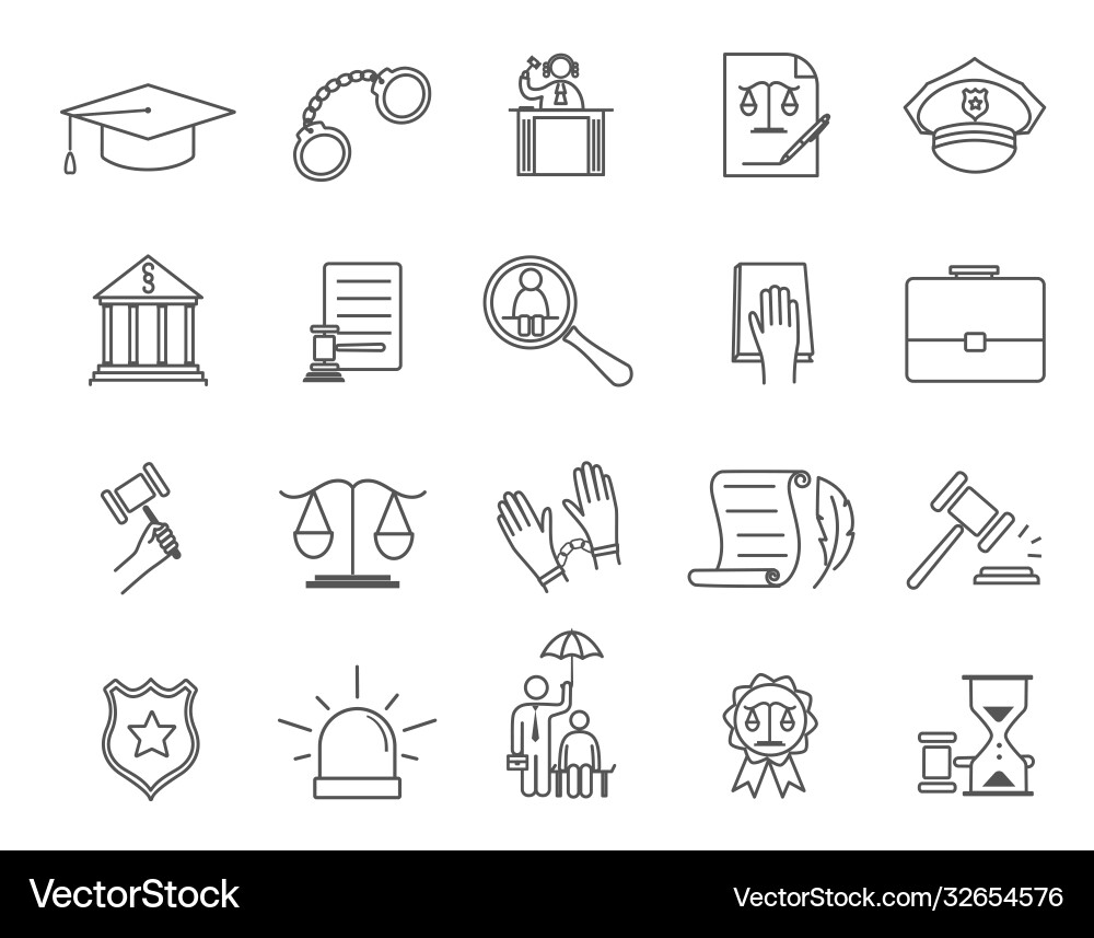 Law & Justice Icon Set Vector Image