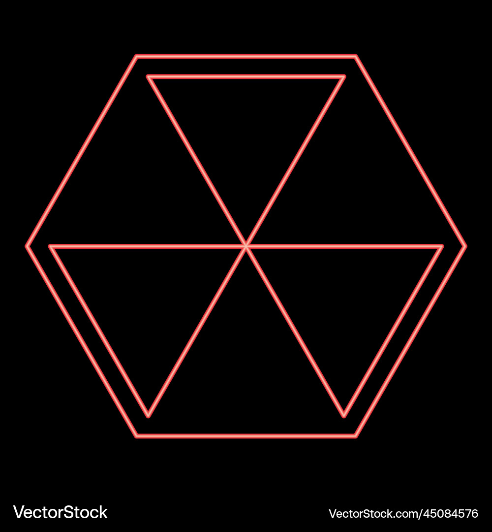 Neon abstract cube shape hexagon box red color Neon abstract cube shape hexagon box red color vector image