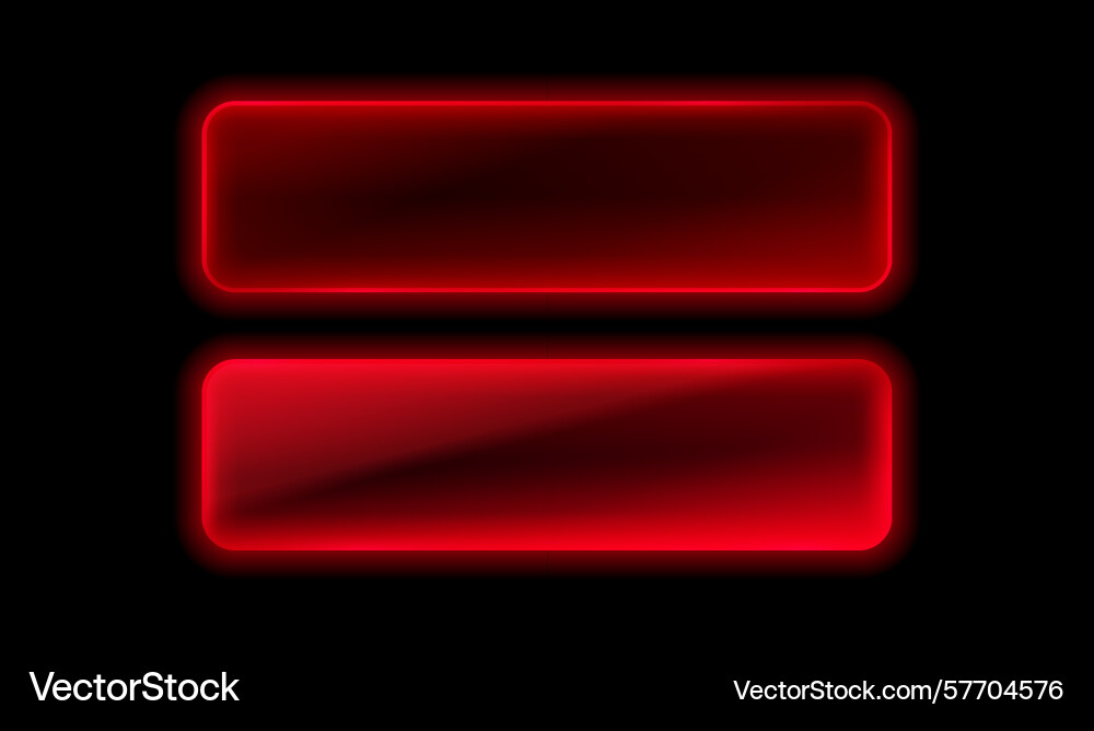 Neon button frame set red color black background vector image