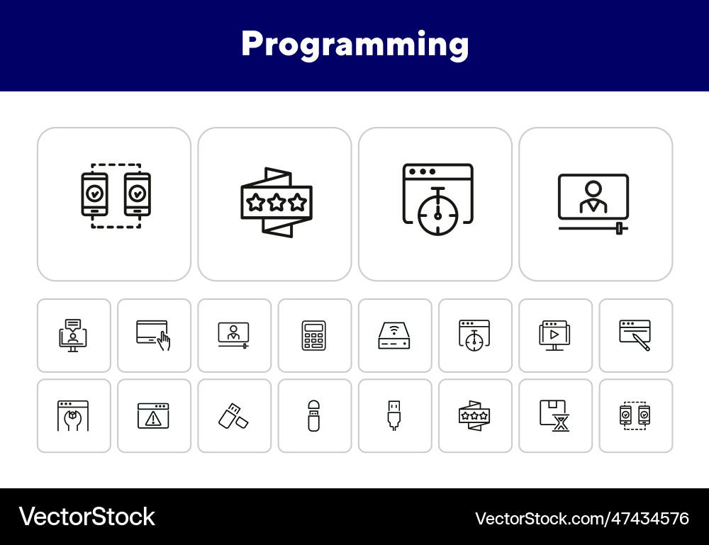 Programming line icon set Programming line icon set vector image