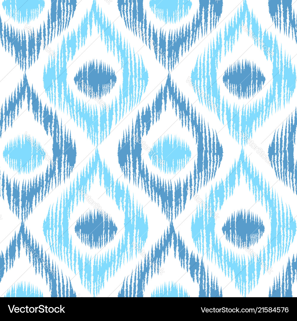 Retro ikat blue pattern Royalty Free Vector Image