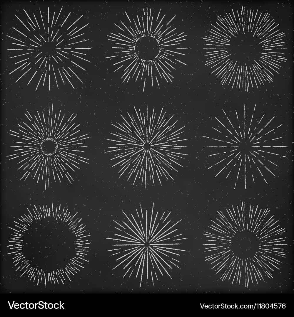Retro Sunburst Fireworks Elements Vector Image
